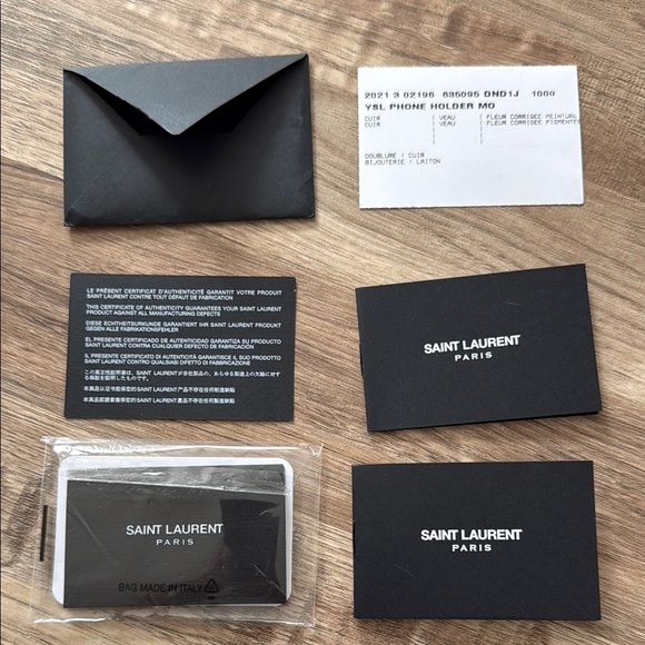Saint Laurent Black Card Holder on Gold Chain - Picture 10 of 11